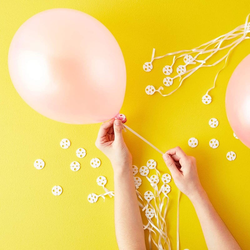 Okuna Outpost Balloon Sealer Clips - 200-Pack White Plastic, 1-Inch Round - For Helium Use - Image 2